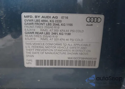 2017 Audi Q3 2.0T Premium from USA, damaged, VIN WA1GCCFS8HR005349